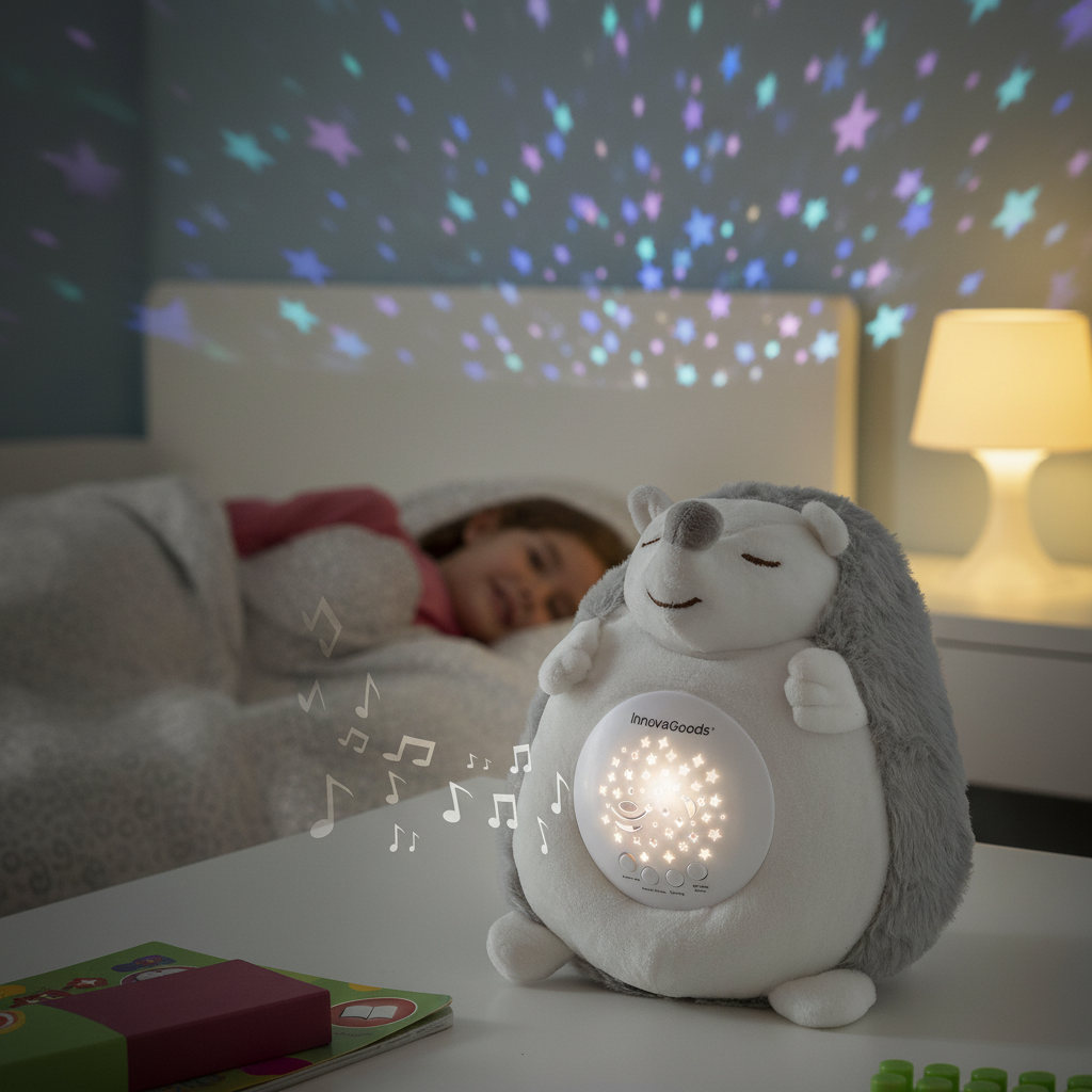 eluche erizo proyector de estrellas DormiErizo con luz nocturna para bebés